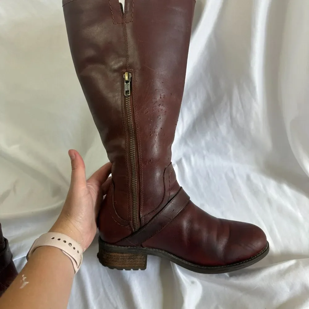 UGG Brown Red Dahlen Leather Womens Lined Equestrian Boots Winter 1006043 Size 7